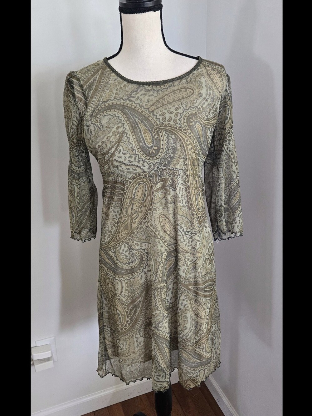 womens green mesh vintage y2k 2000s 90s dress